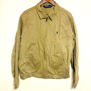 Polo By Ralph Lauren Mens Khaki Full Zip Light Weight Jacket Size Large